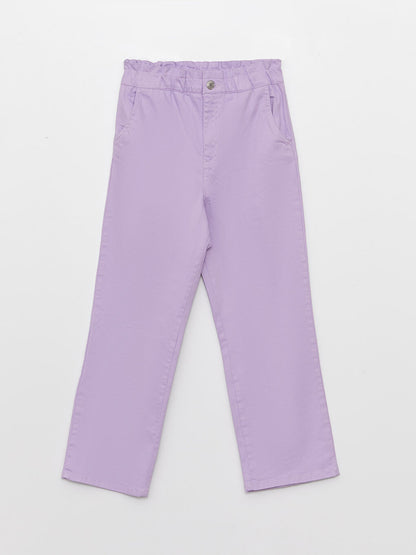 Basic Wide Leg Girls' Trousers with Elastic Waist