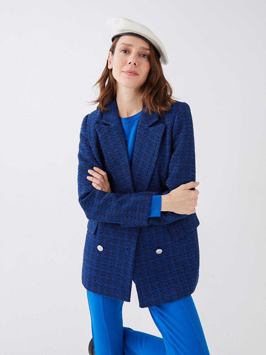 Patterned Long Sleeve Women's Tweed Jacket