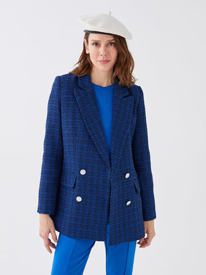 Patterned Long Sleeve Women's Tweed Jacket