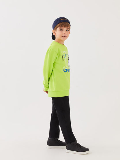 Crew Neck Printed Long Sleeve Boy's Sweatshirt