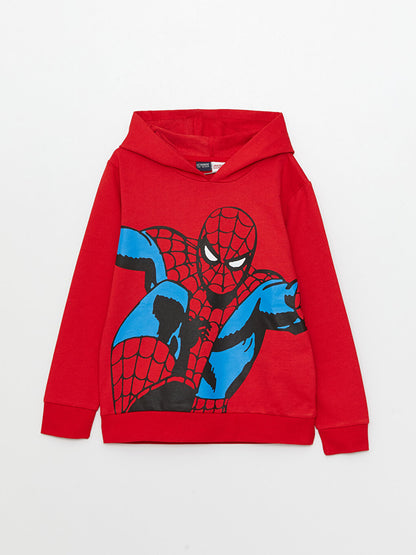 Hooded Spiderman Printed Long Sleeve Boy's Sweatshirt