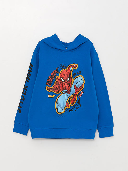 Hooded Spiderman Printed Long Sleeve Boy's Sweatshirt