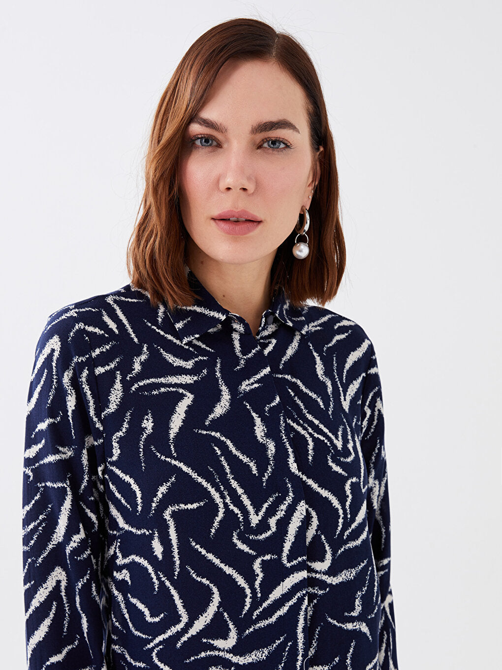 Patterned Long Sleeve Women's Shirt Tunic