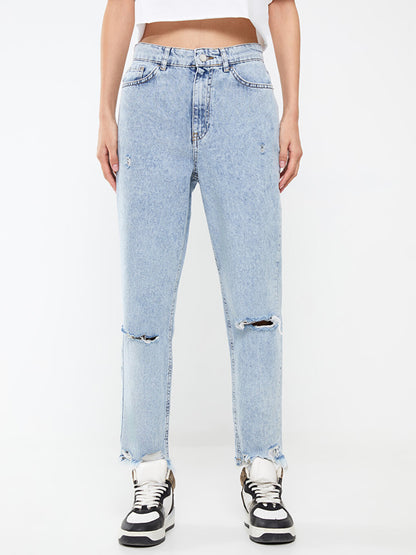 High Waist Mom Fit Women's Jean Trousers