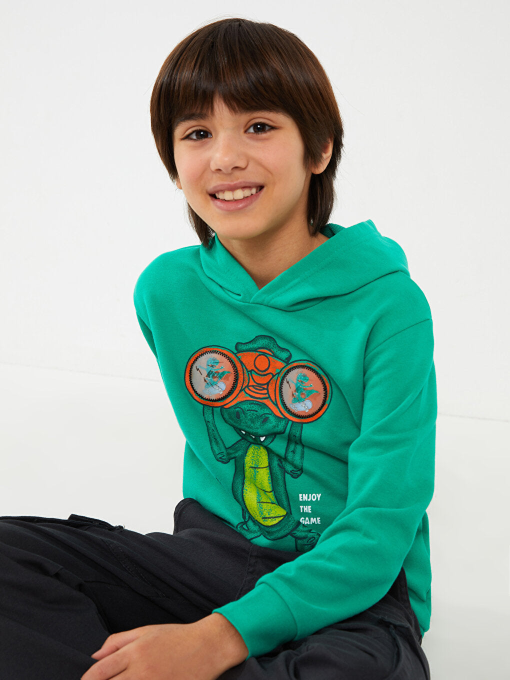 Hooded Printed Long Sleeve Boy's Sweatshirt