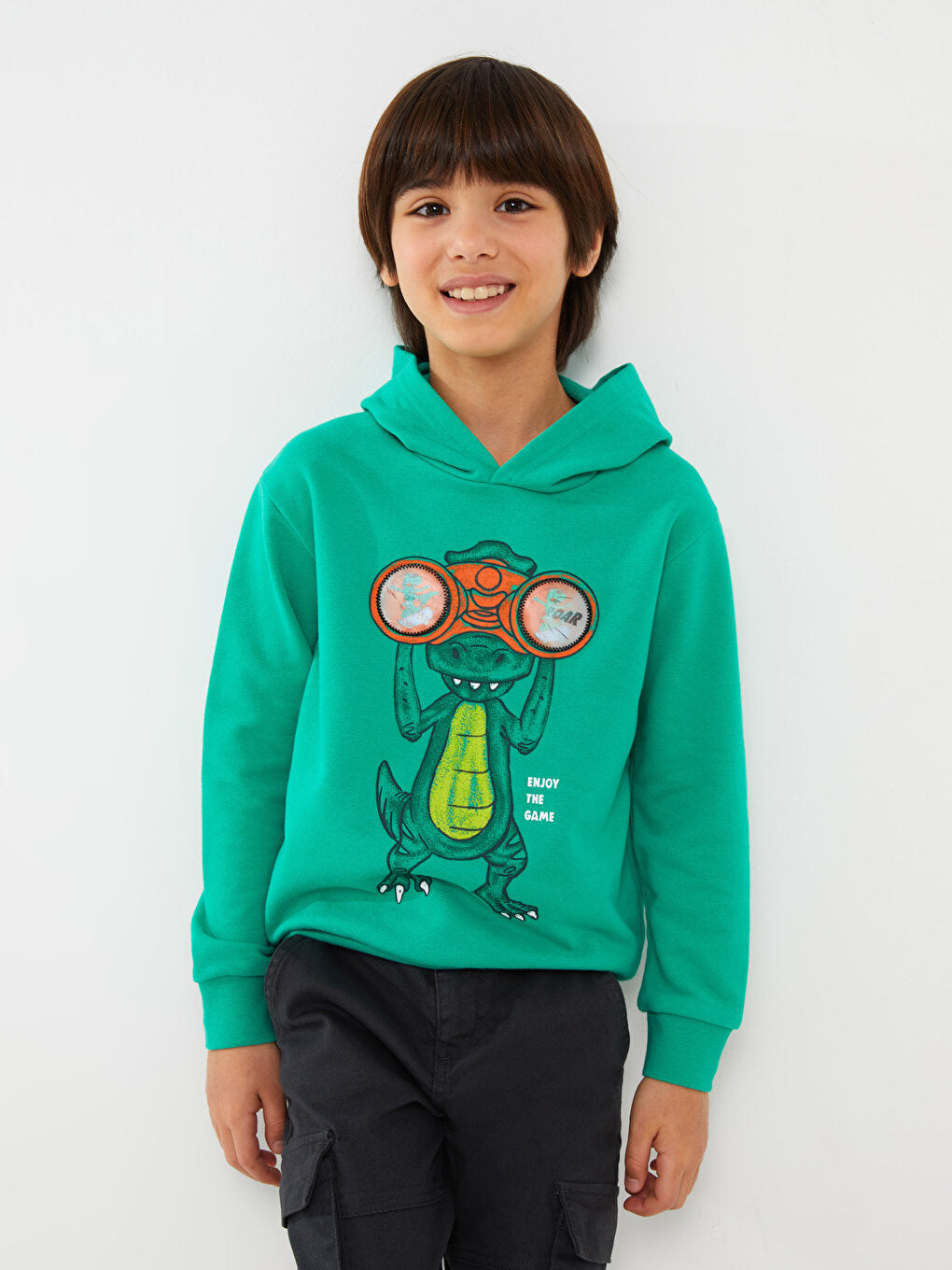 Hooded Printed Long Sleeve Boy's Sweatshirt