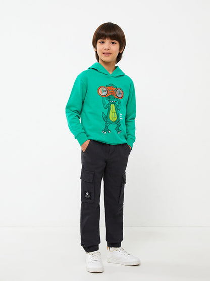 Hooded Printed Long Sleeve Boy's Sweatshirt