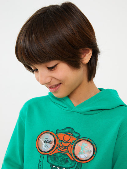 Hooded Printed Long Sleeve Boy's Sweatshirt