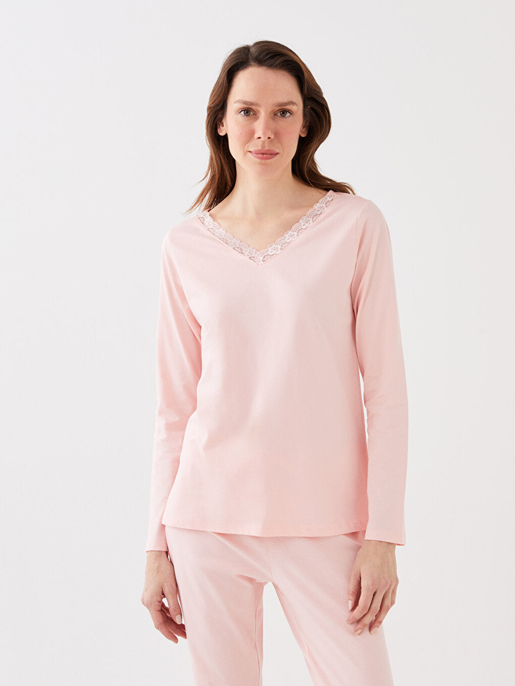 Women's V-Neck Lace Detailed Pajama Set