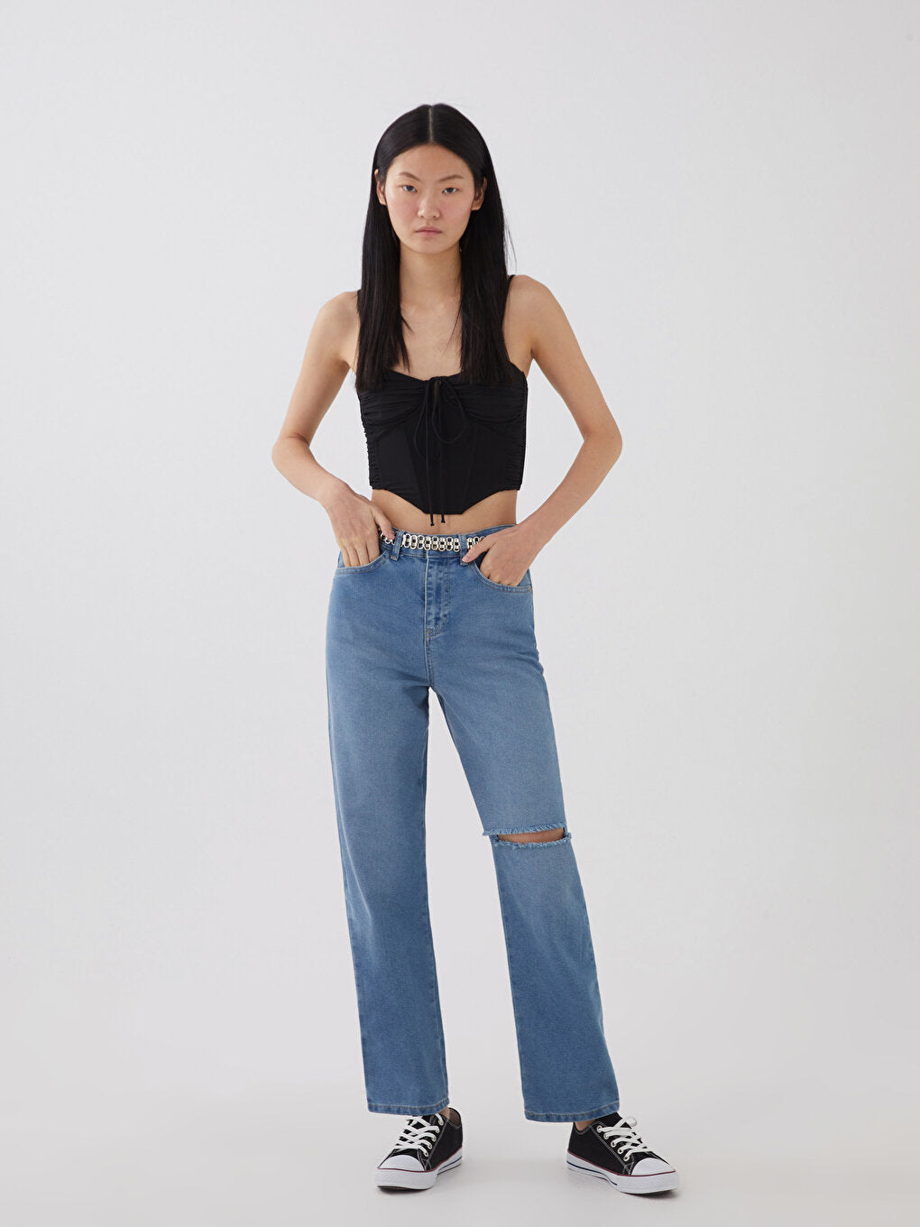 High Waist Standard Fit Women's Jean Trousers