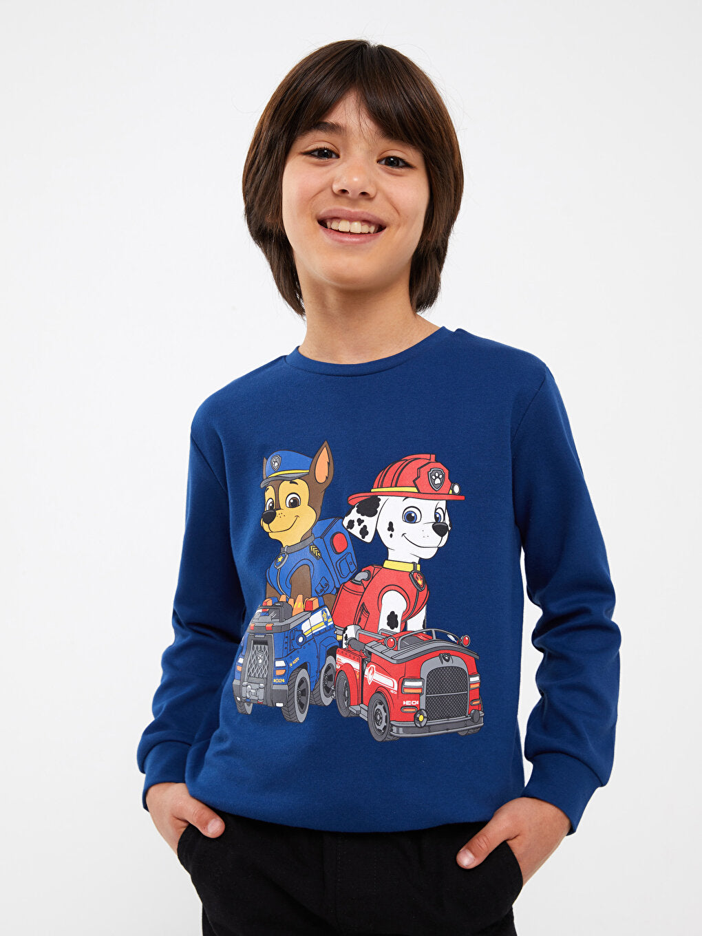 Crew Neck Paw Patrol Printed Long Sleeve Boy's T-Shirt