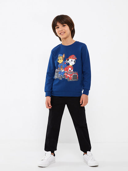 Crew Neck Paw Patrol Printed Long Sleeve Boy's T-Shirt