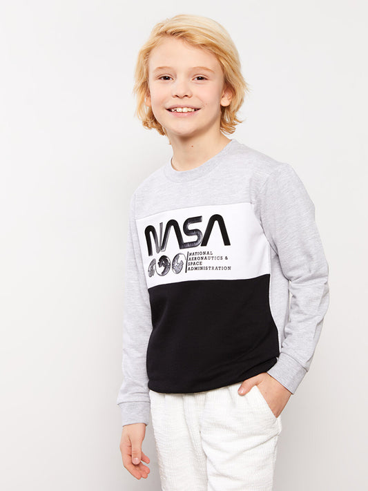 Crew Neck NASA Printed Long Sleeve Boy's Sweatshirt