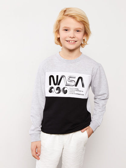 Crew Neck NASA Printed Long Sleeve Boy's Sweatshirt