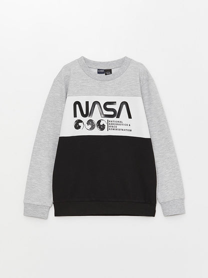 Crew Neck NASA Printed Long Sleeve Boy's Sweatshirt