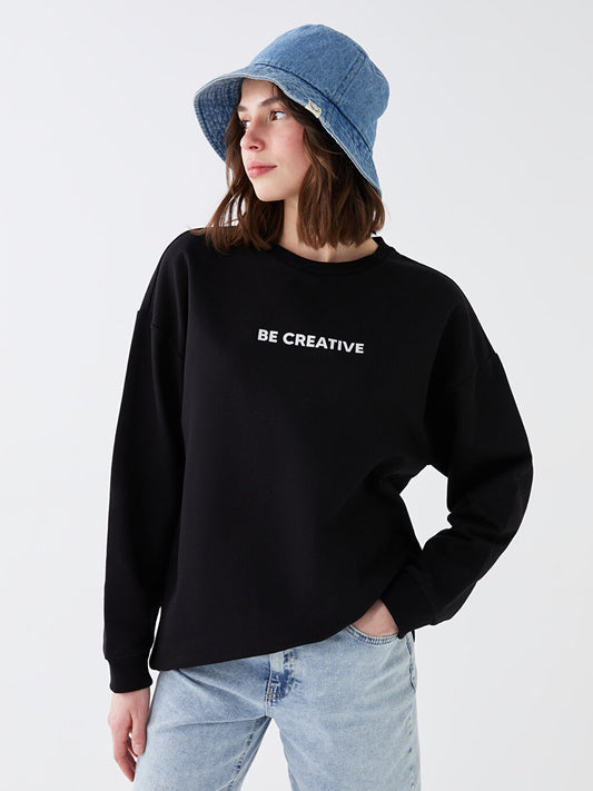 Women's Crew Neck Printed Long Sleeve Sweatshirt