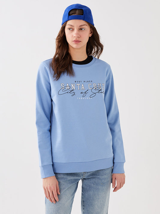 Women's Crew Neck Printed Long Sleeve Sweatshirt