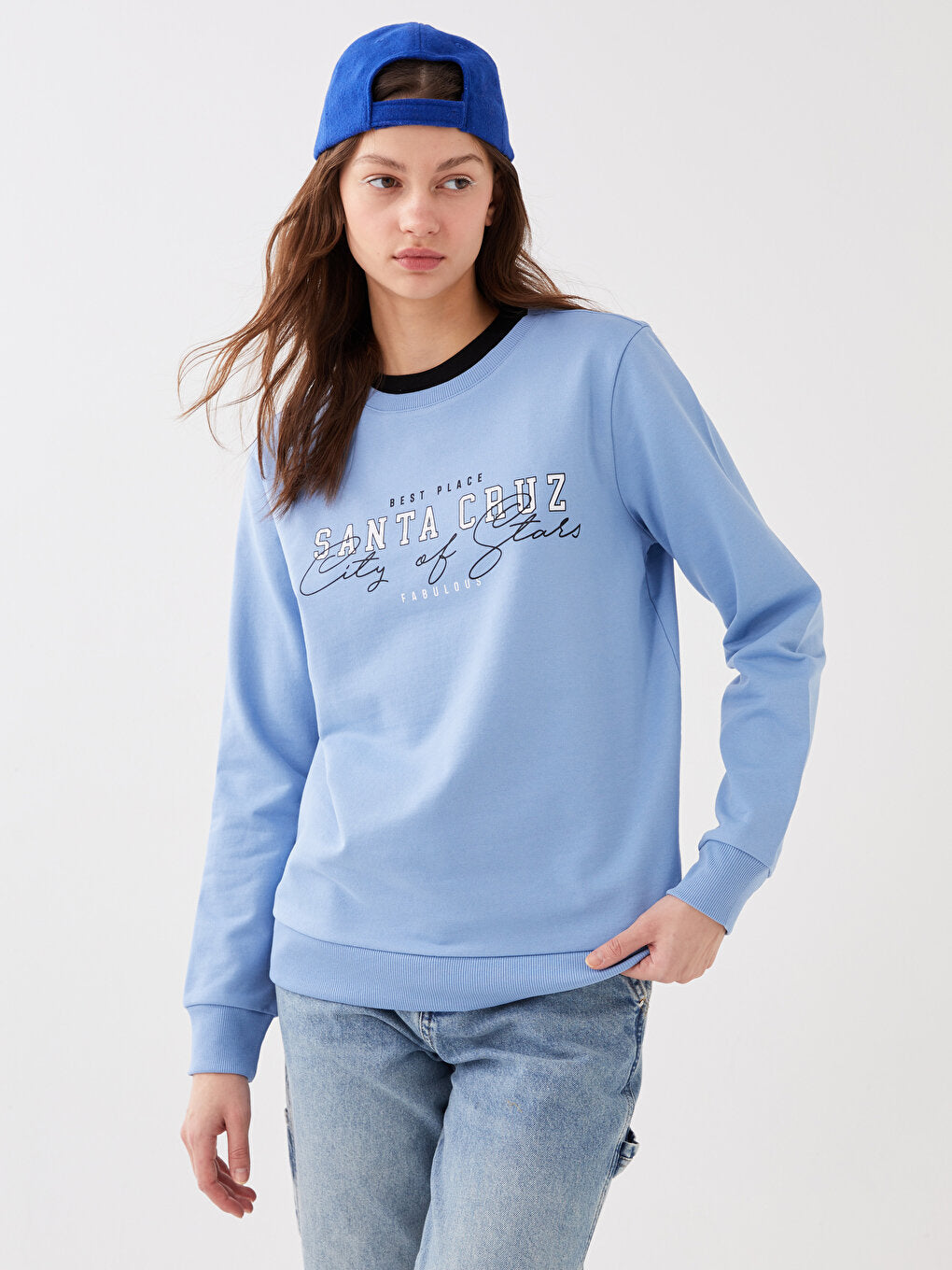 Women's Crew Neck Printed Long Sleeve Sweatshirt