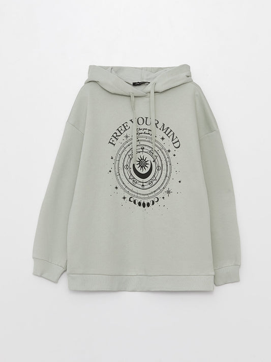 Women's Hooded Printed Long Sleeve Sweatshirt