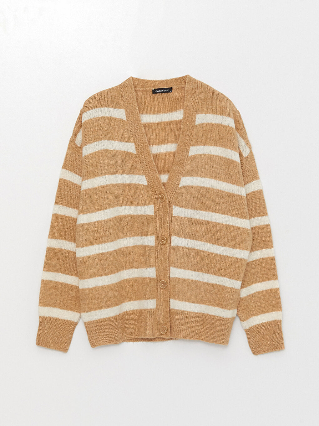 V-Neck Striped Long Sleeve Women's Knitwear Cardigan