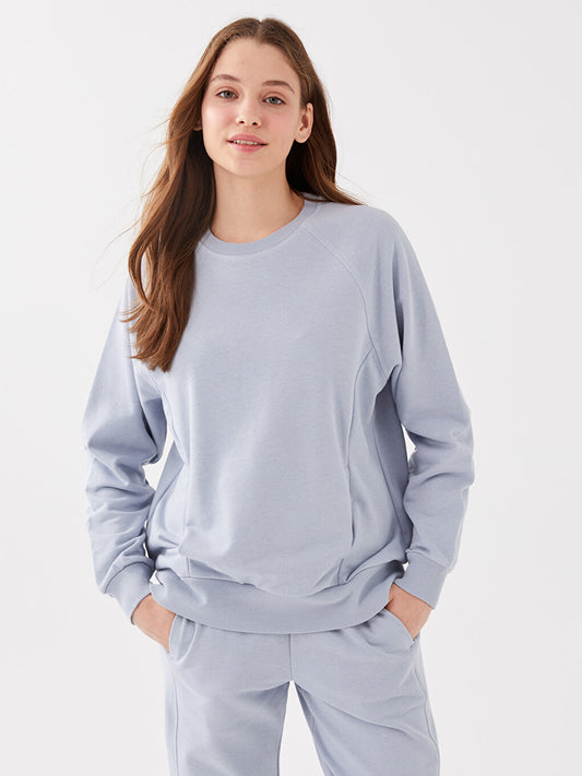 Crew Neck Plain Long Sleeve Women's Sweatshirt