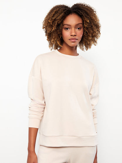 Crew Neck Plain Long Sleeve Oversize Women's Sweatshirt