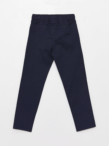 Slim Fit Basic Boy's Trousers with Elastic Waist