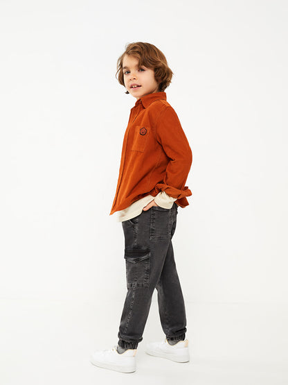 Basic Boy's Jean Jogger Trousers with Elastic Waist