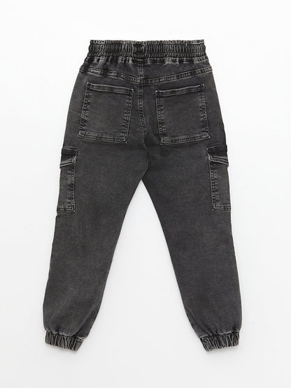 Basic Boy's Jean Jogger Trousers with Elastic Waist