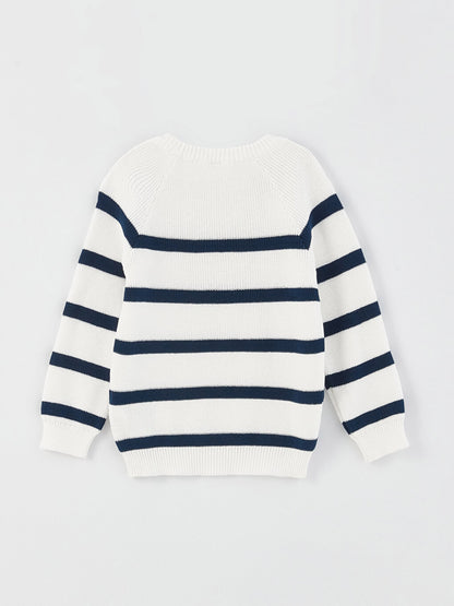 Crew Neck Long Sleeve Striped Baby Boy Knitwear Sweater