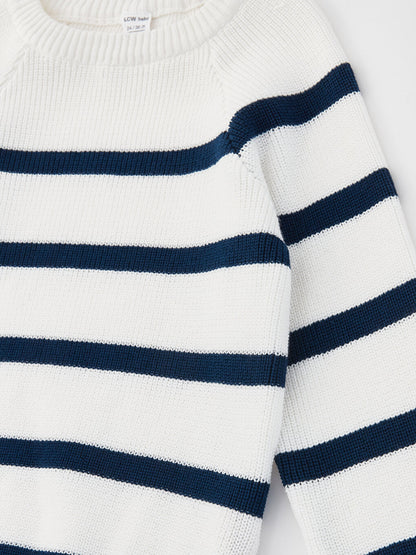 Crew Neck Long Sleeve Striped Baby Boy Knitwear Sweater