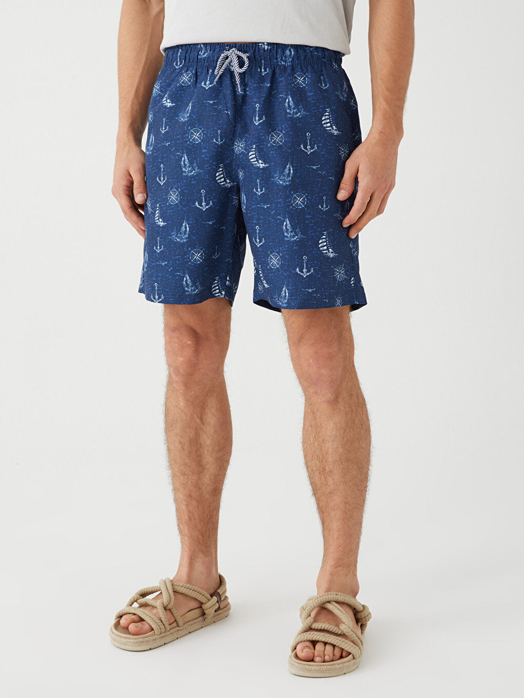 Knee-Length Patterned Men's Swim Shorts