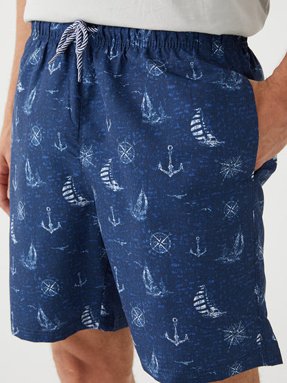 Knee-Length Patterned Men's Swim Shorts