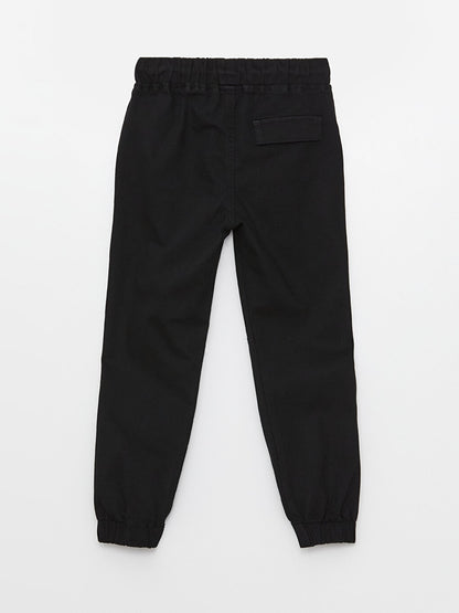 Basic Gabardine Boy's Jogger Trousers with Elastic Waist