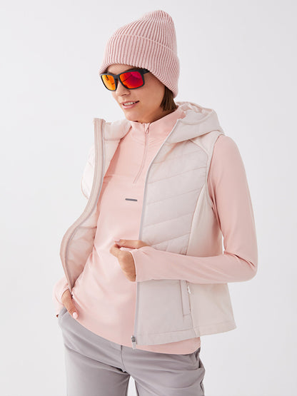 Hooded Reflective Printed Women's Puffer Vest