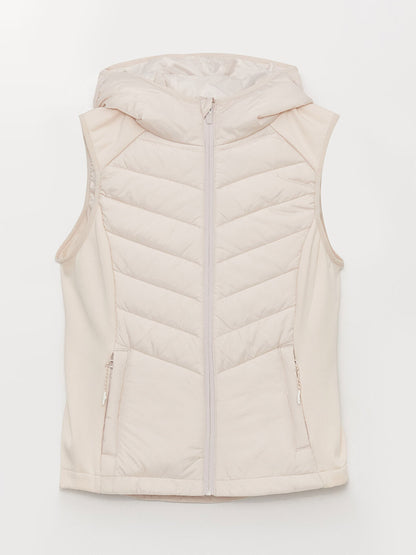 Hooded Reflective Printed Women's Puffer Vest