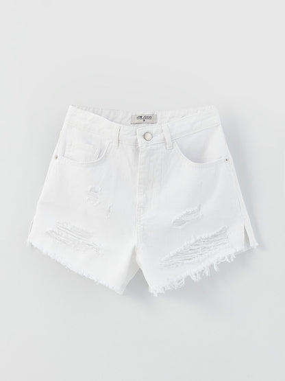 Standard Fit Ripped Detailed Women's Jean Shorts