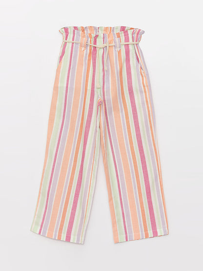 Elastic Waist Striped Girl's Trousers