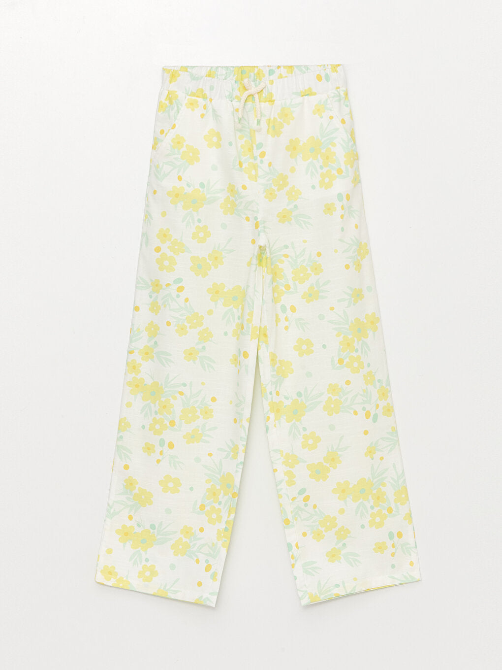 Patterned Girl's Trousers with Elastic Waist