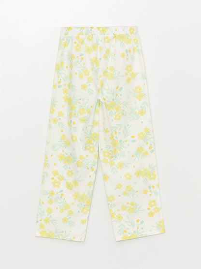 Patterned Girl's Trousers with Elastic Waist