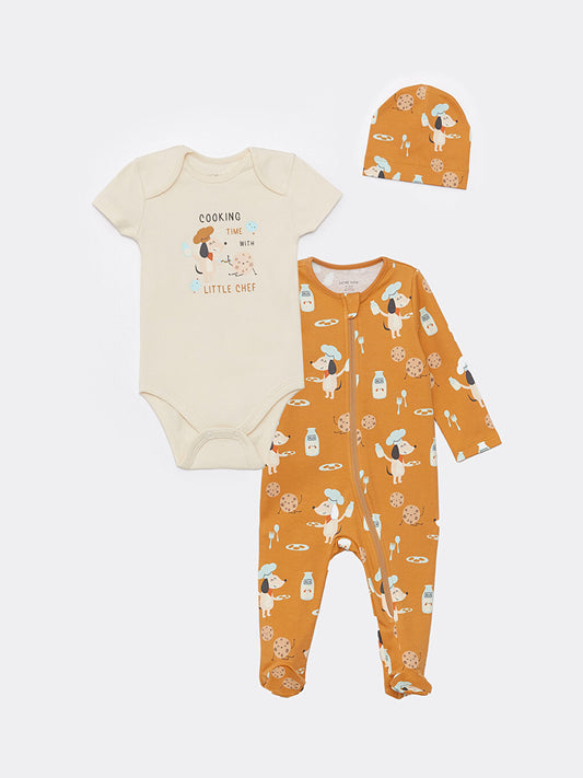 Long Sleeve Patterned Baby Boy 3-Piece Set