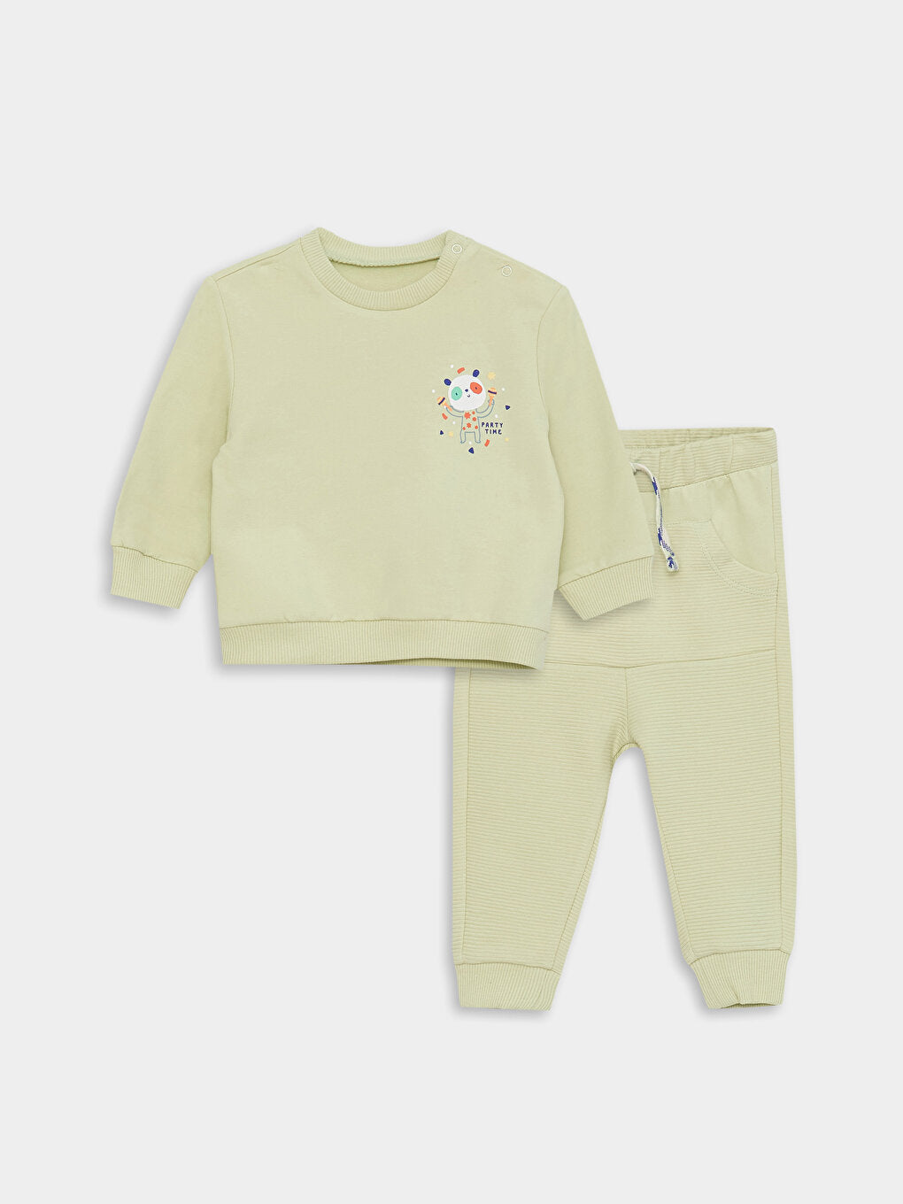 Crew Neck Long Sleeve Printed Baby Boy Sweatshirt and Trousers 2-pack