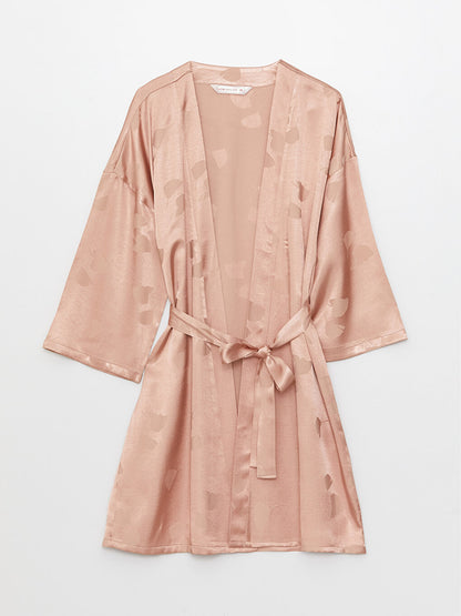 Shawl Collar Patterned Satin Women's Dressing Gown