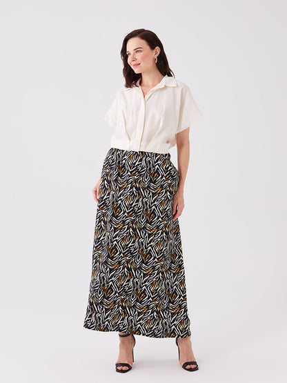 Patterned A-Line Women's Skirt with Elastic Waist