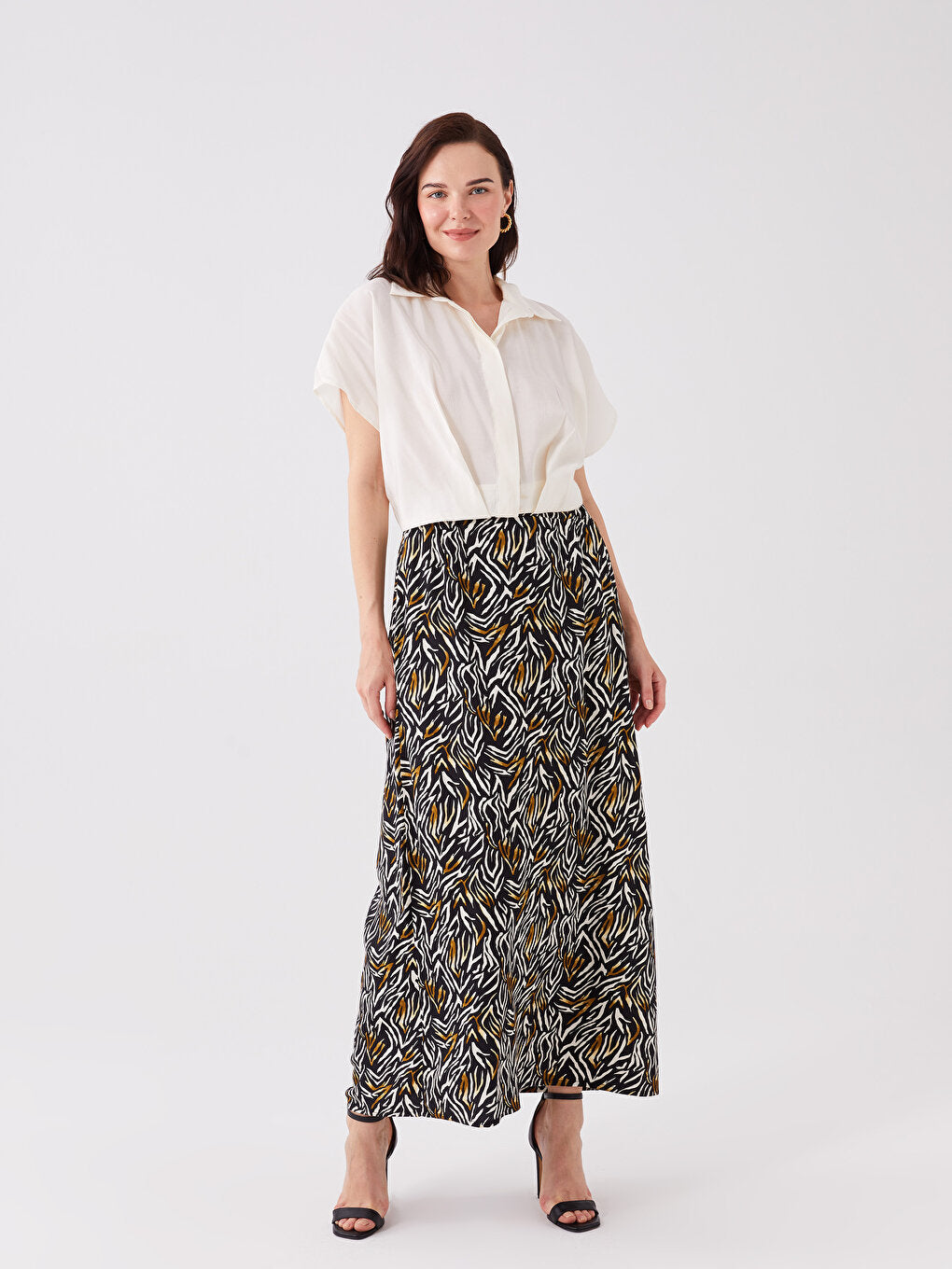 Patterned A-Line Women's Skirt with Elastic Waist