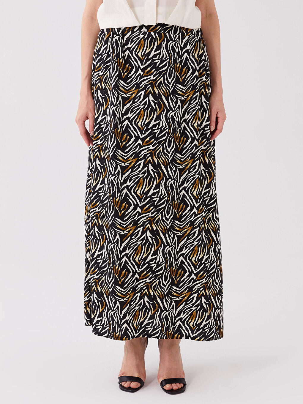 Patterned A-Line Women's Skirt with Elastic Waist