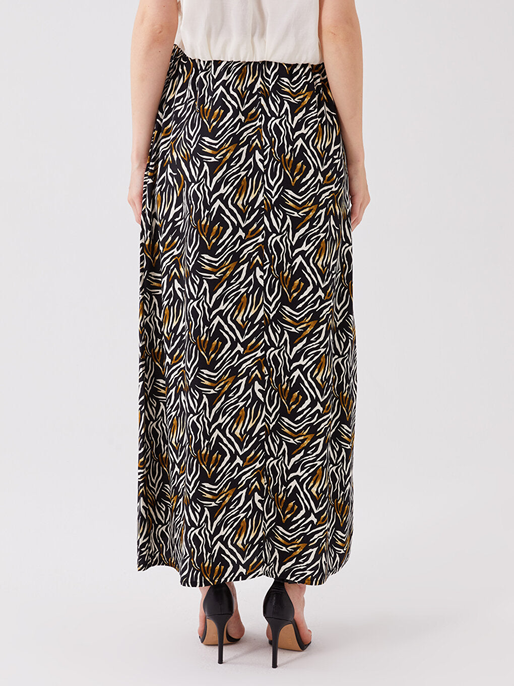 Patterned A-Line Women's Skirt with Elastic Waist