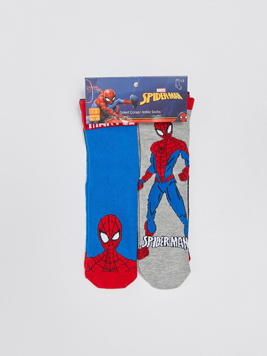 Spiderman Patterned Boy Socks 3-pack