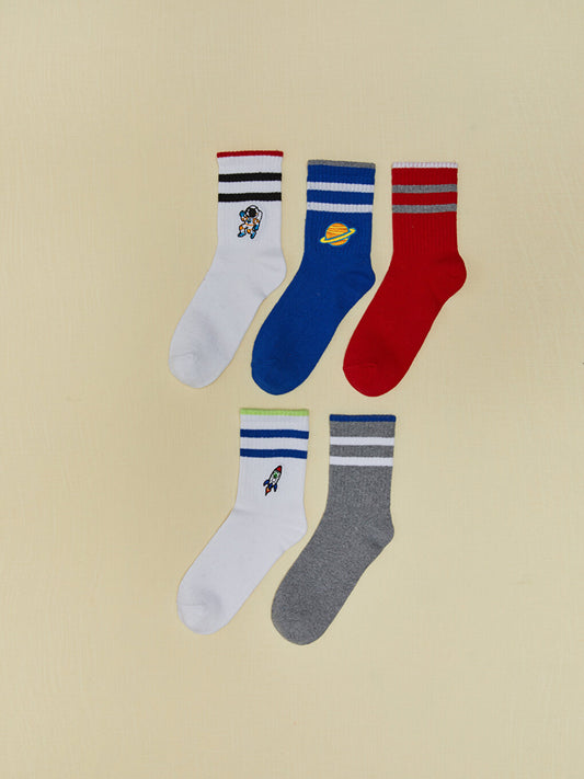 Embroidered Boy Socks Pack of 5