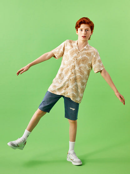 Patterned Short Sleeve Boy's Shirt